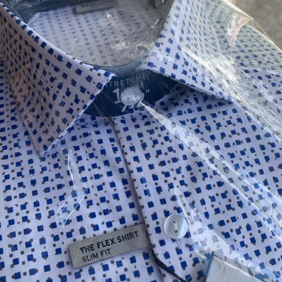 Kenneth Cole Print Slim Fit Dress Shirt 16x32-33 - Picture 5 of 9